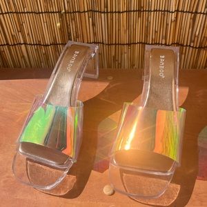 Clear Holographic Barbie Heels